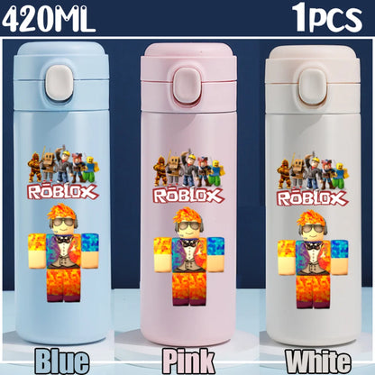 Roblox Anime Water Bottle DynaBlocks 304 Stainless Steel Thermos Cup 420ML Gourde Game Straight Drinking Cup Holiday Gifts