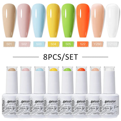 Arte Clavo 8Pcs/Set Gel Nail Polish Set 15ml Colorful Semi Permanent For Manicure Varnish Soak Off UV LED Nail Art Gel Kits
