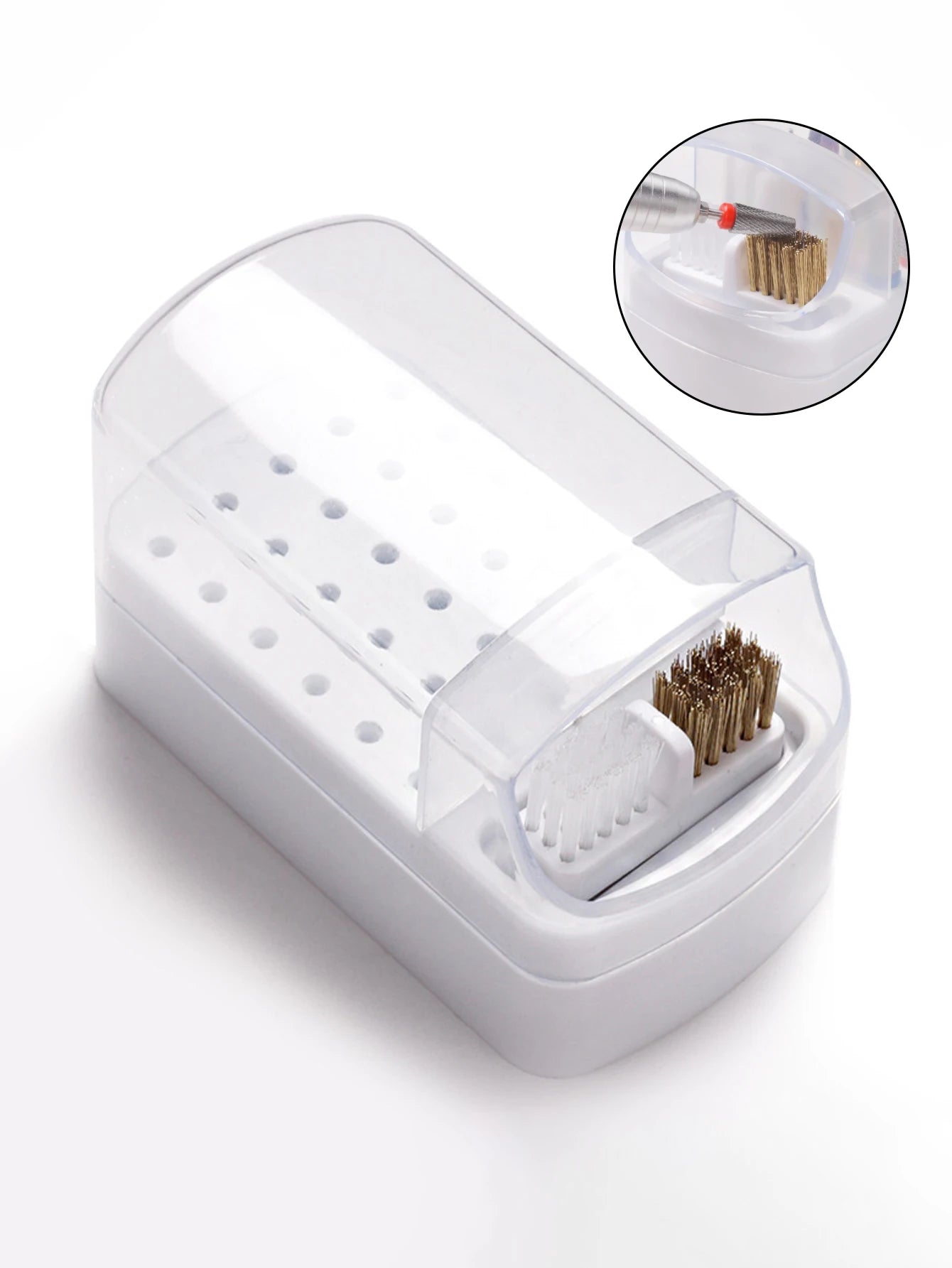 30 holes sanding head storage box with cleaning brush empty box anti-dust split tungsten steel ceramic nail tools