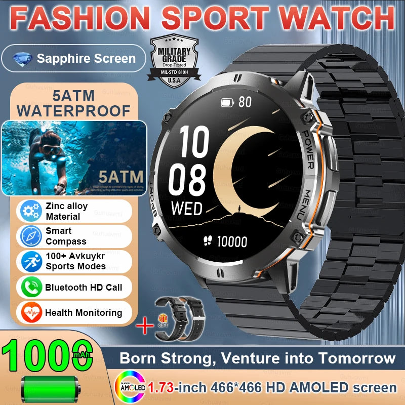 TANK X3 Smartwatch – GPS, BT Call, Compass & 5ATM Waterproof