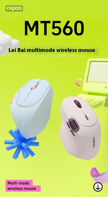 Rapoo MT560 Mouse 3mode Wireless Mice Ergonomic Hall Magnetic Induction Knob Cross Screen Custom Lightweight Gaming Pc Accessory