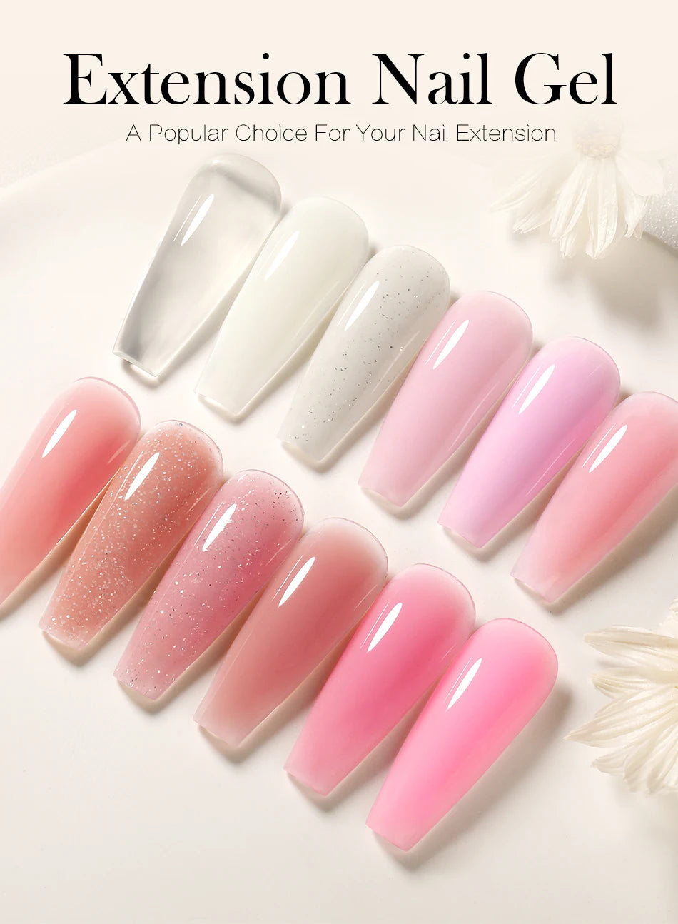 BORN PRETTY 30ml Milky White Hard Gel Jelly Nail Extension Gel Nail Polish Clear Acrylic Nail Color Soak Off UV Construction Gel