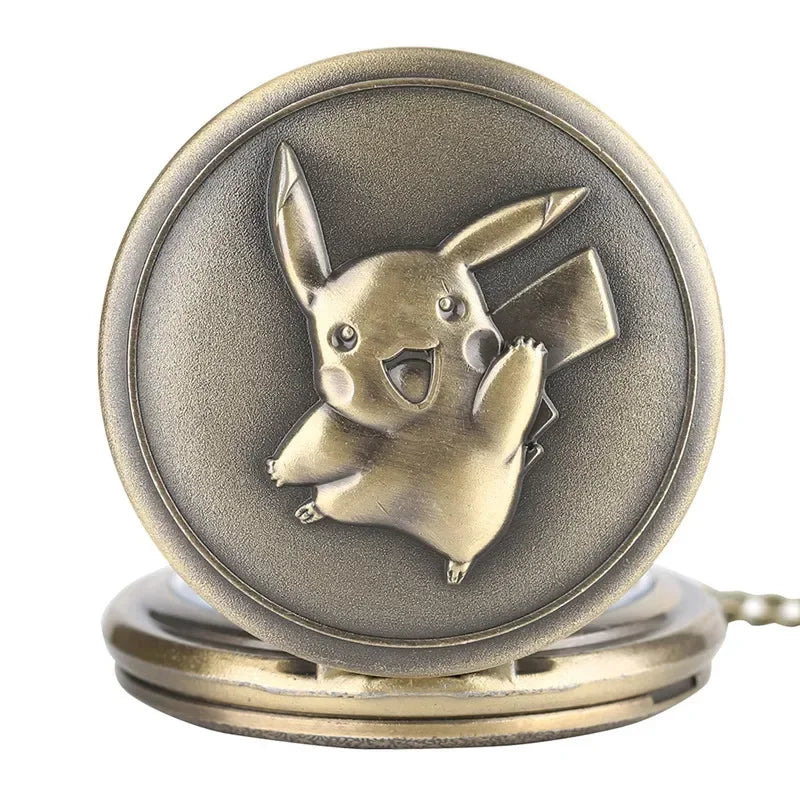 Anime Pikachu Go Pocket Watch for Children Birthday Gift Cartoon Peripherals Quartz Flap Pocket Watch Student Portable Watches