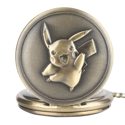 Anime Pikachu Go Pocket Watch for Children Birthday Gift Cartoon Peripherals Quartz Flap Pocket Watch Student Portable Watches