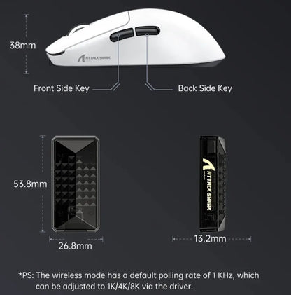 ATTACK SHARK V5 Wireless Gaming Mouse 3-Mode Ultra-Lightweight PAW3950MAX 8KHz Polling Rate For PC Gamer Accessories Gift