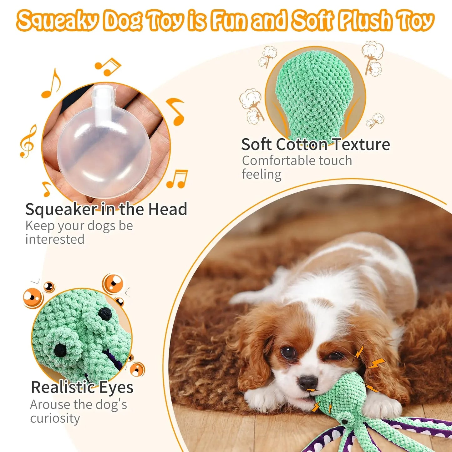Squeaky Octopus Plush Dog Toy: Interactive Soft Chew Toy for Teeth Cleaning & Anxiety Relief