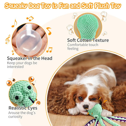 Squeaky Octopus Plush Dog Toy: Interactive Soft Chew Toy for Teeth Cleaning & Anxiety Relief