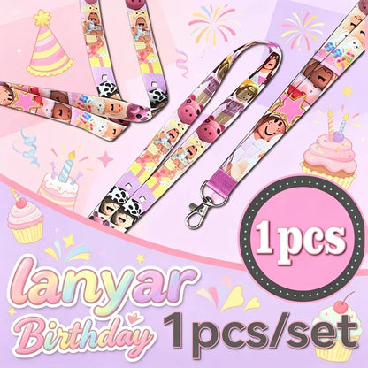 Roblox Girl Lanyard Cartoon Pattern for Reusable Events Festival Celebrations Decorative Style Birthday Party Gift Supply Set