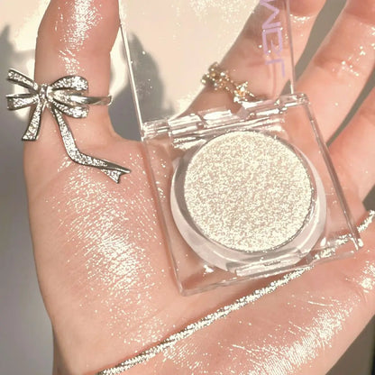 Monochrome White Shiny Highlighter Palette Gorgeous Glitter High Gloss Long Lasting Pearlescent Shimmer Brighten Bronzers Makeup