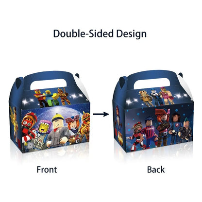12Pcs/Set Roblox Theme Game Birthday Party Decoration Gift Boxes Anime Pattern Thanks Candy Gift Bag Kid Birthday Party Supplies