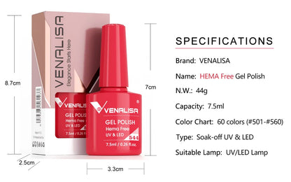 Venalisa VIP5 Nail Gel Polish HEMA/TPO FREE Full Coverage Beautiful Semi Permanent Soak Off UV LED Gel Nail Polish Gel Lacquer