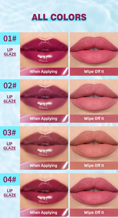 QIBEST Crystal Lip Gloss Mirror Watery Lip Glaze Long Lasting Moisturizing Lip Balm Plumping Gloss Oil Hydrating Makeup Lip Tint