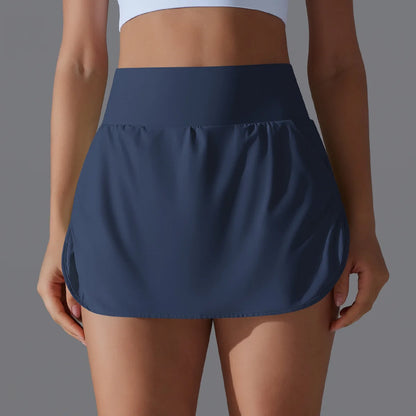 Sports Yoga Skirt Women 2 in 1 Badminton Tennis Skirt With Shorts High Waist Breathable Sweat Skirt Athletic Fitness Golf Skorts