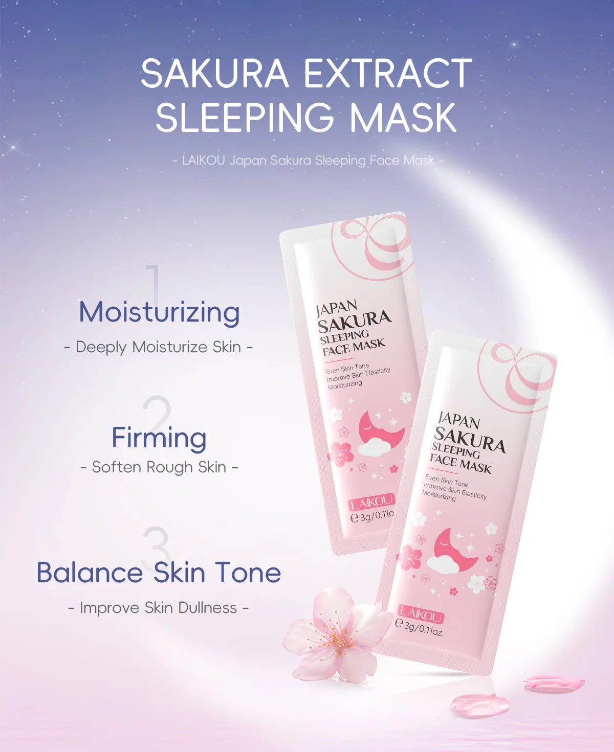 LAIKOU Sleeping Face Mask Set: 5pcs Night Repair & Deep Hydration Combo