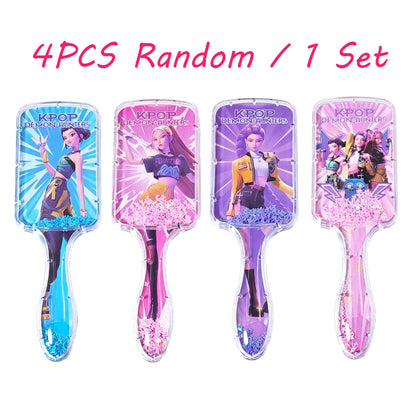 4PCS Anime Cartoon Air Cushion Comb, Portable Hairbrush Perfect Fans Club Gift for Girls and Students
