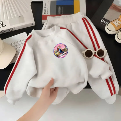 2026 Spring Boys and Girls Long Sleeve Clothes Sets Kids O Neck Hoodies and Long Pants 2pcs Suit Children Casual Sweatshirts Set