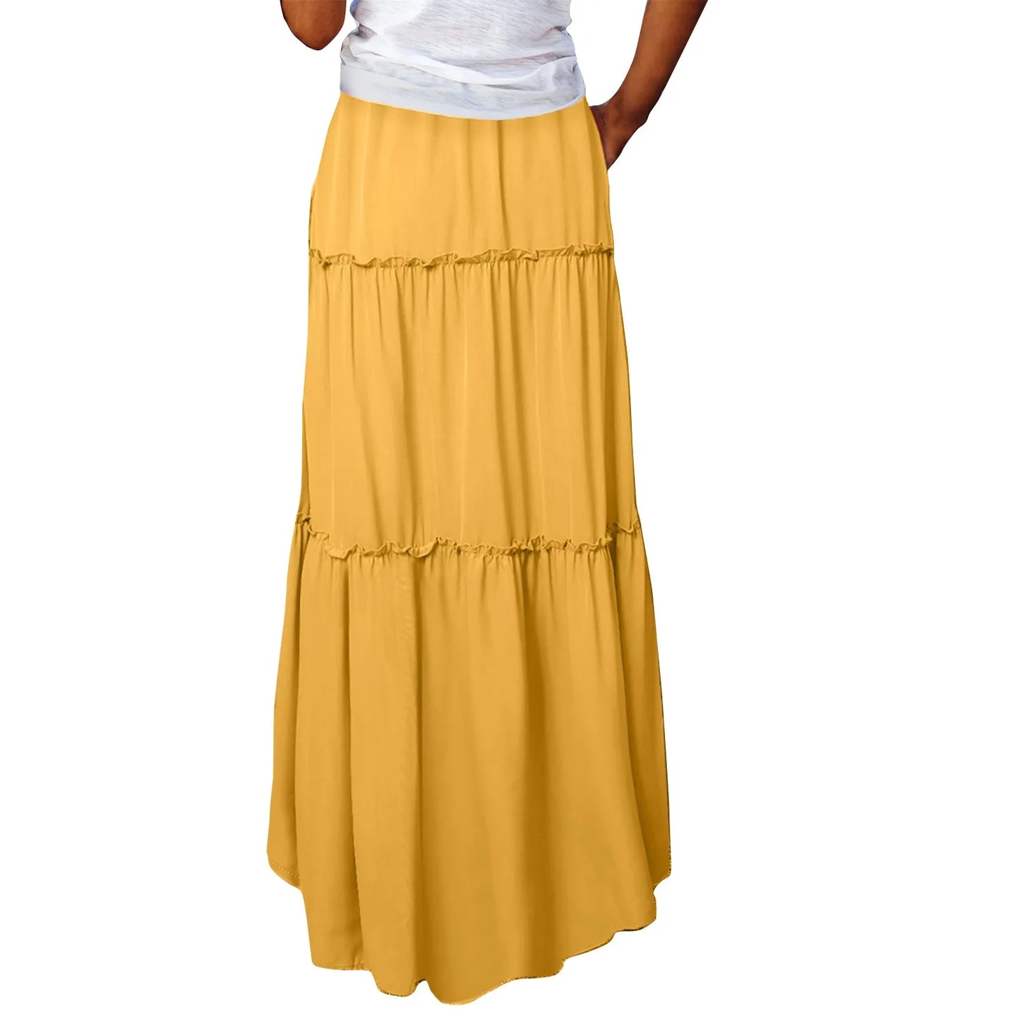 Women’s Boho Maxi Skirt: High-Waisted A-Line Tiered Long Skirt