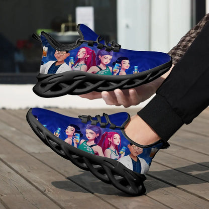 Children's Parent-child Shoes for Spring Cartoon Character Print Lightweight Sneakers Breathable Flat Heel Lace-up Casual Shoes