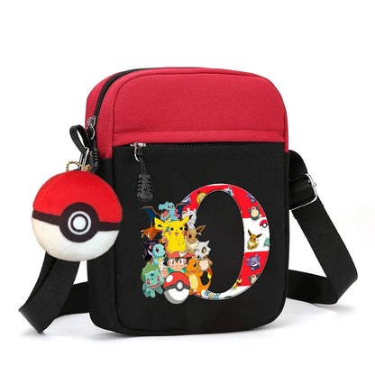 Cute Pokemons Letter A-Z Chest Packs Anime Pikachus Boy Girl Daily Travel Phone Pouch Shoulder Bag Outdoor Sport Crossbody