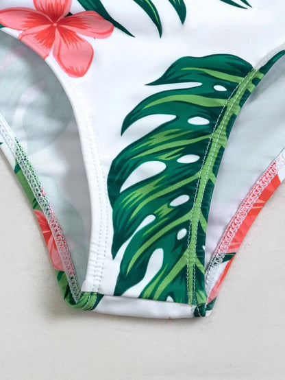 Three Pieces Bikini Set Cover Up Women 2023 New Push Up Twist Swimsuit Print Long Sleeve Swimwear Biquini Bathing Suit Summer