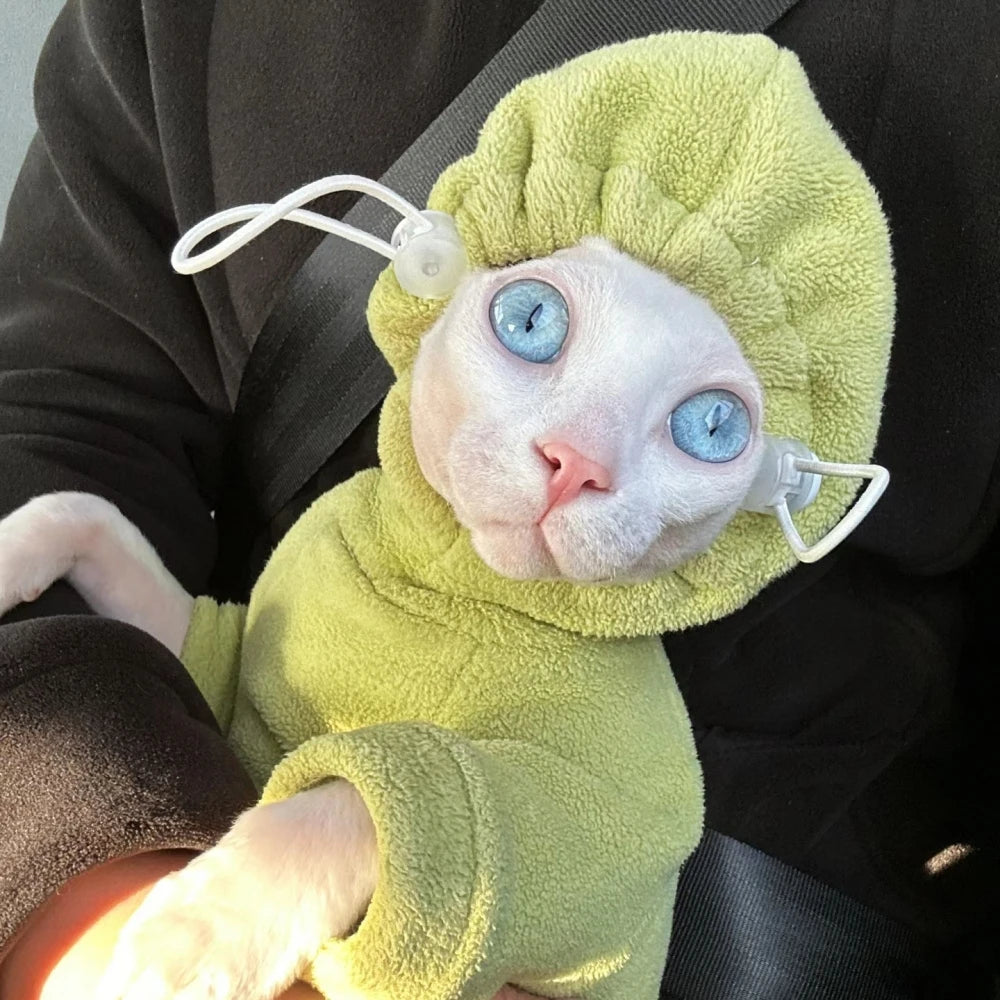 Fleece Hooded Sweater for Sphynx Cats 🐱❄️