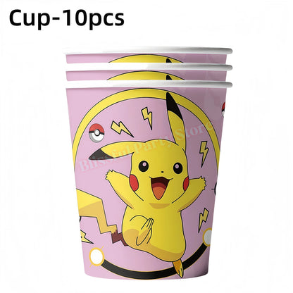 Pokemons Birthday Party Decoration Lightning Pikachu Balloon Tableware Kit Cup Plate Gift Bag Kid Favor Gift Baby Shower Supplie