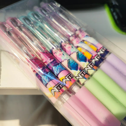Cute High-Value Press Erasable Gel Pens, Kpop Girls Design 0.5mm, Creative Student School Stationery Supplies Gift