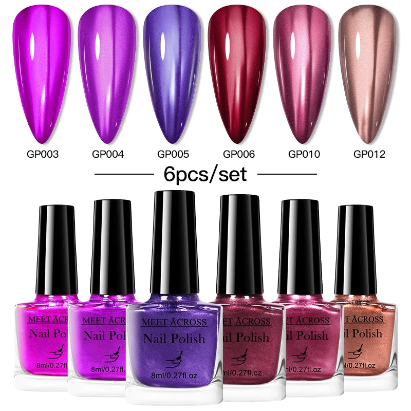 6pc Mirror Chrome Nail Polish Set