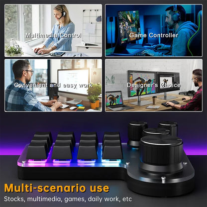 12-Key RGB Macro Mechanical Keypad with 4 Knobs
