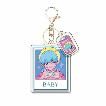8pcs Girls Group Anime Fans Backpack for School & Outdoor, Double-Sided Spray Acrylic Keychain Lovely Gift for Frien
