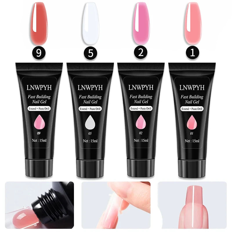 Poly Extension Nail Gel Set Professional Gel Nail Polish Kit 18 Colors Gel With Manicure tools  Intelligent sensing Nail stove