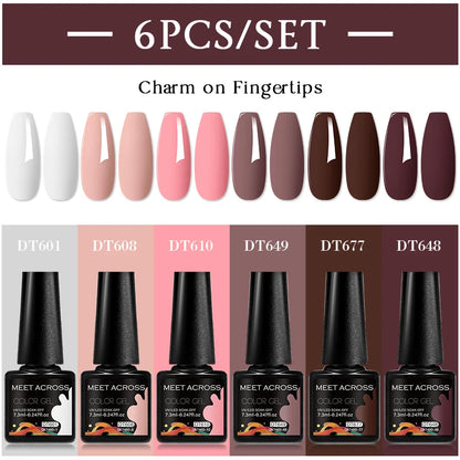 MSRUIOO 6Pcs/Set Colorful Gel Nail Polish Nail Supplies Semi Permanent Soak Off Nail Art Gel Varnish Manicure For Nails