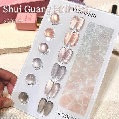 Vendeeni 6 Colors Crystal Cat Eye Gel Nail Polish Set Semi Permanent Sparkling Magnetic UV LED Soak Off Gel Varnish With Display