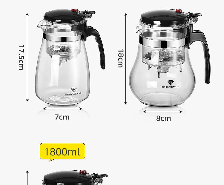 Heat Resistant Glass Teapot One-click Filtering Tea Pot Tea Water Separation Filter Tea Maker Coffee Pot Home Flower Teaware