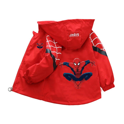 Boys Spiderman Hooded Jackets 1-10 Years Girls Spring Autumn Stitch Print Sports Coats Children Cartoon Outerwear Kids Clothes