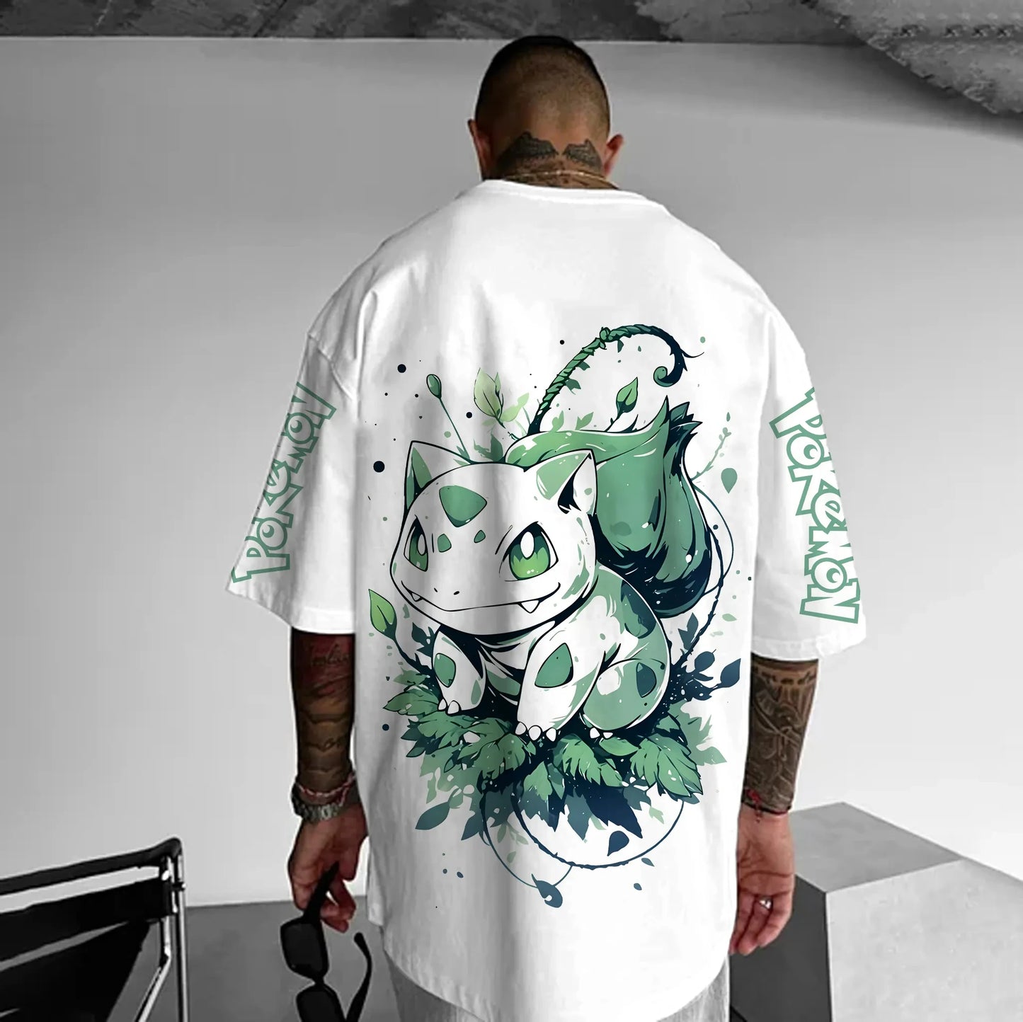 Pokémon Japanese Anime Peripheral Mimikyu Bulbasaur Short Sleeve T-Shirt Pokémon Summer Men's Fashion Breathable Sports Top