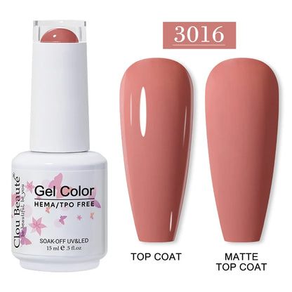 Clou Beaute 15ml Red Color Gel Polish Vernis Semi Permanent UV Varnish Gel Nail Polish Hema TPO Free Nails Art Manicure TOP BASE