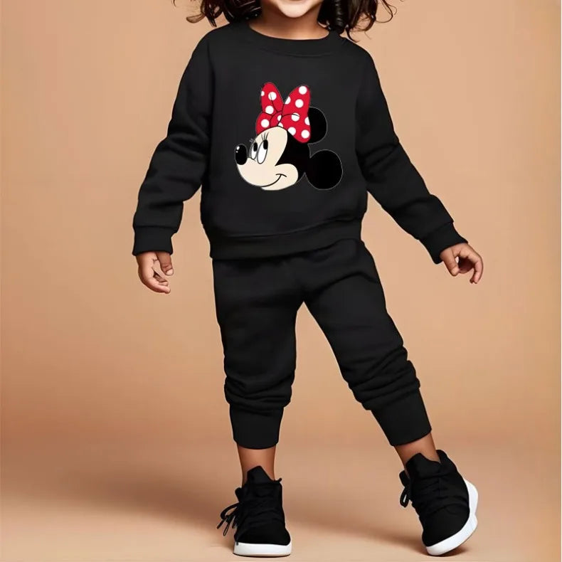 Baby Girls Long Sleeve Pullover and Trousers Two Piece Sets DISNEY Fall Children's Hoodies Set Kids Casual Sweatsuits New