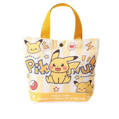 Cute Pokemon Pikachu Canvas Tote Bag Cartoon Anime Shopping Bag Reusable Lightweight school Portable Bag Daily Travel Gift Bag