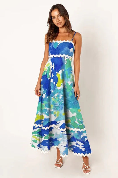 Sleeveless Scalloped Trim Midi Dress: Sexy Strapless Princess Silhouette Gown