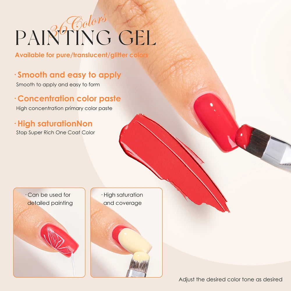 Vendeeni 36 Colors/set DIY Painting UV Gel Graffiti Drawing Nail Art Design Gel Nail Polish With Color Card TPO/HEMA FREE