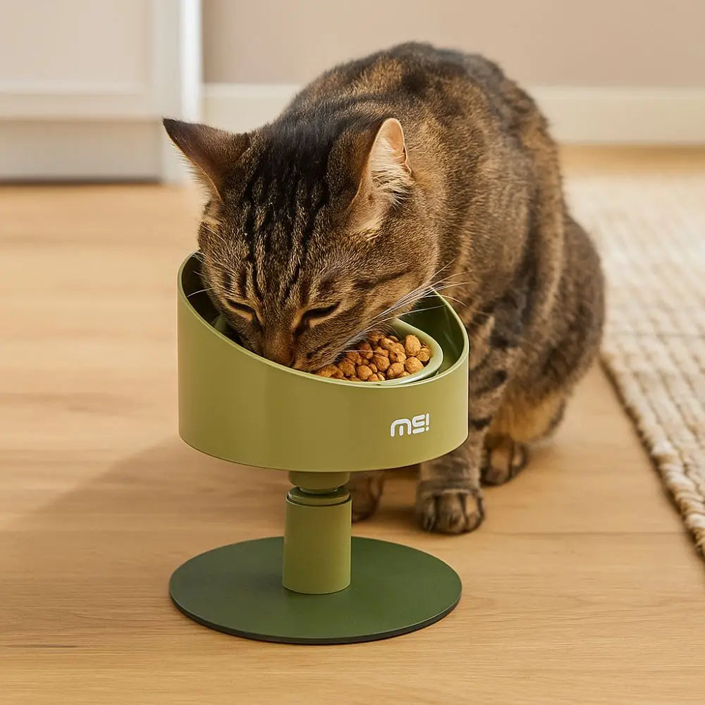 Cat Food Bowl Adjustable Cat Ceramic Bowl Non-Slip Flower Shaped Pet Water Bowl Neck Protection Anti Vomiting Bowl Pet Supplies