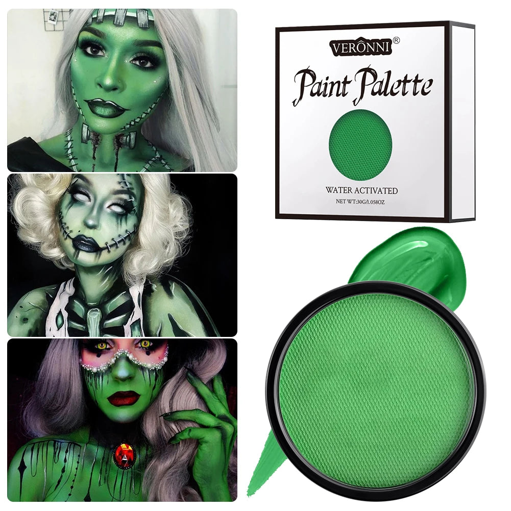 6 Colors Water Activated Face and Body Paint with 1 Brush,Non-Toxic Safe Water Soluble Face Paint for Cosplay,Halloween Makeup