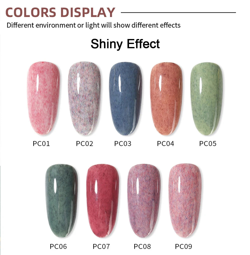 Vendeeni 9 Color/Set Furs Fluff Gel Nail Polish Semi Permanent UV LED Soak Off Gel Varnish DIY Plush Velvet Nail Art Gel Lacquer
