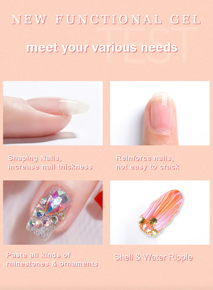 Vendeeni 120g High Capacity Nail Art Functional Gel No Wipe Top Coat Base Coat Painless Extension Gel Leveling Reinforcing Gel