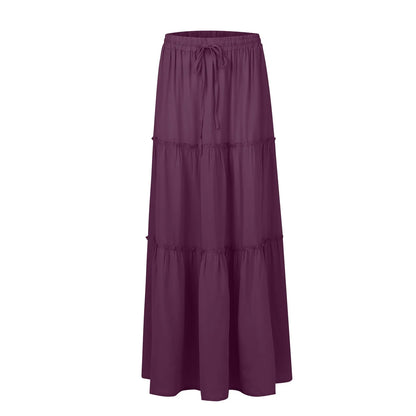 Women’s Boho Maxi Skirt: High-Waisted A-Line Tiered Long Skirt