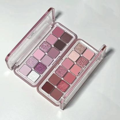 12 Colors Shimmer Matte Eyeshadow Palette Nude Rose Pink Glitter Pigment Eye Shadow Lasting Waterproof Make Up Palette Cosmetics