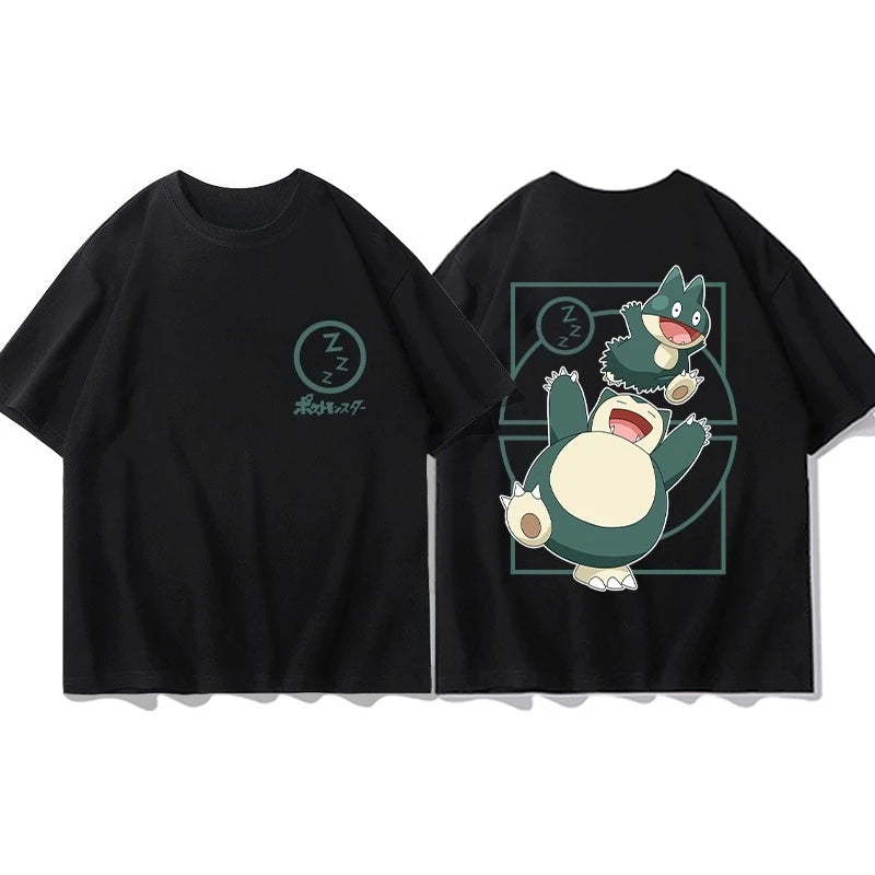 Pokémon Joint Peripheral Products Short Sleeve T-Shirt Gengar Psyduck Mewtwo Printed Men's Boys and Girls Summer New Fashion Top