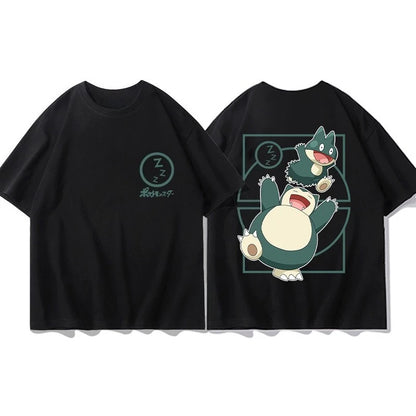 Pokémon Joint Peripheral Products Short Sleeve T-Shirt Gengar Psyduck Mewtwo Printed Men's Boys and Girls Summer New Fashion Top