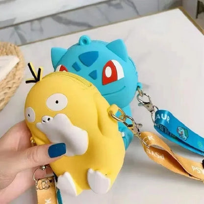 Pokemon Anime Pikachu Lovely Fashion Bag Princess Small Storage Silicone Purse Messenger Cartoon Figures Model Toys Kids Gift
